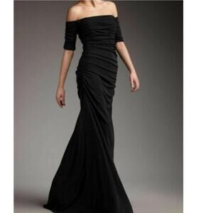 Badgley Mischka Belle of the Ball Off The Shoulder Gown Black Dress Size 4